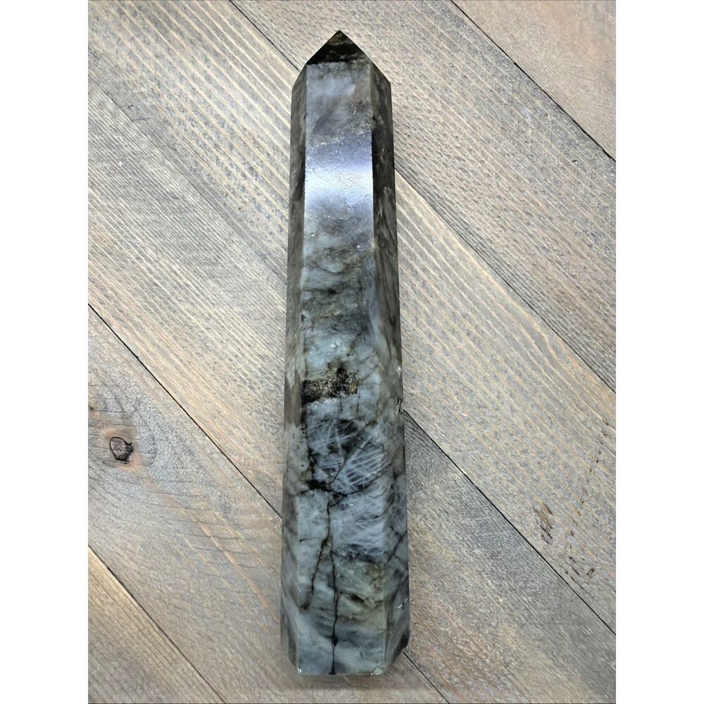 Labradorite Tower Large 7" 12.2oz Blue Flash Crystal Point Obelisk